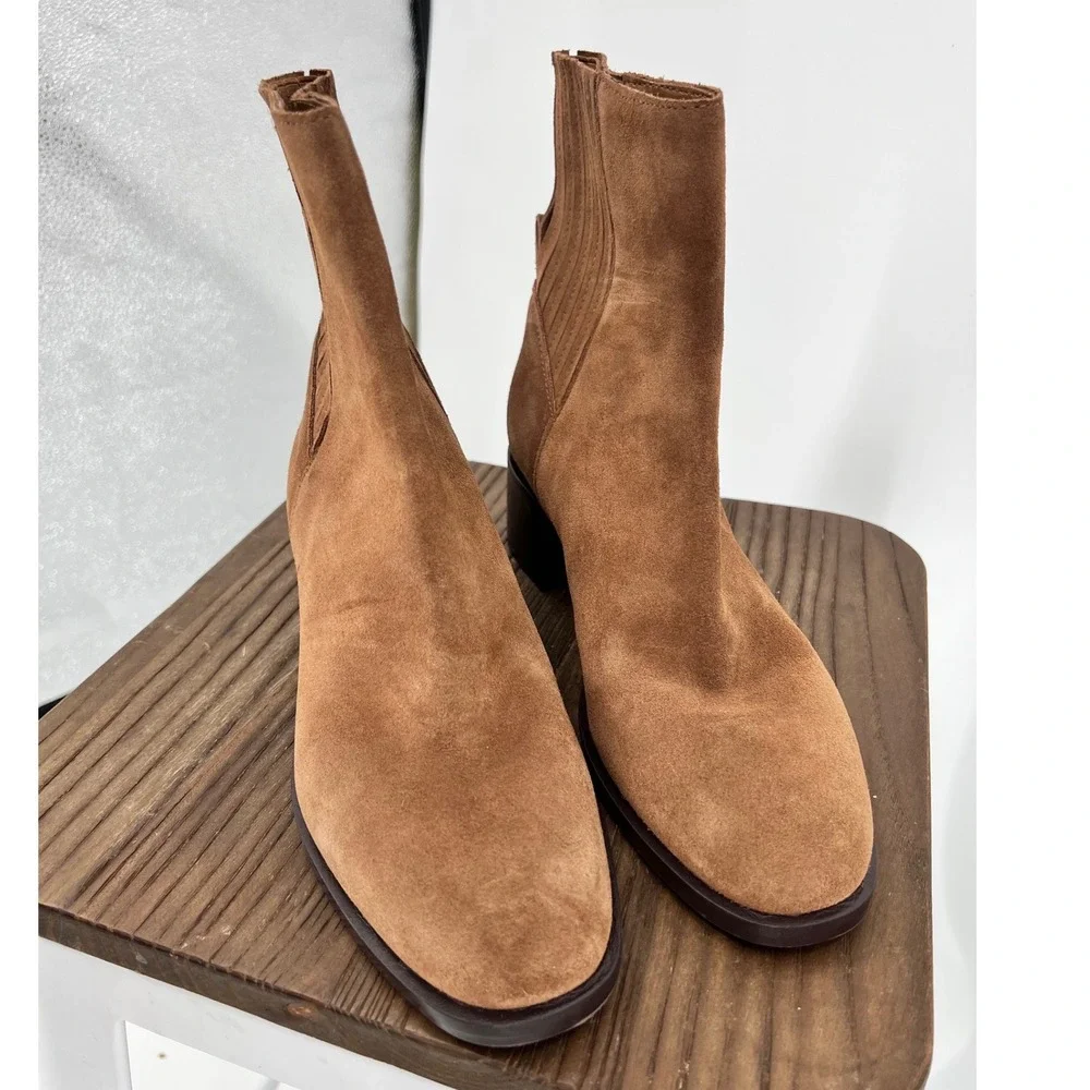 Dolce Vita Linny H2O Waterproof Suede Ankle Boots‎ Caramel Brown Size 8